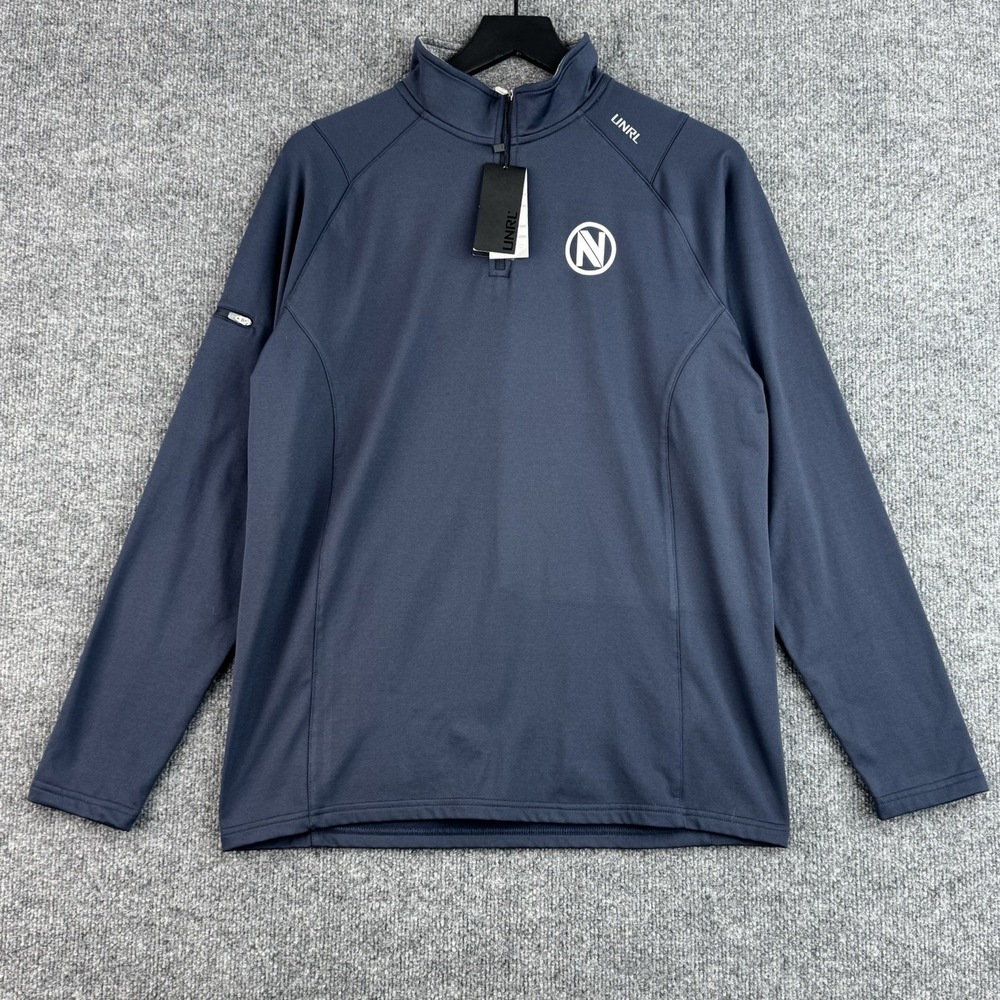 UNRL Quarter Zip Pullover Mens M Navy Elite Performance Golf Long Sleeve NWT